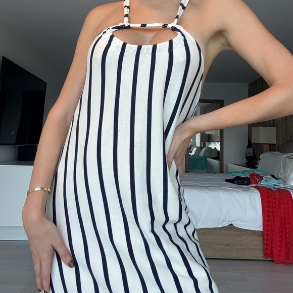 Zara Striped Maxi Dress 100% Cotton | Black & White | Size Small - Picture 5 of 6